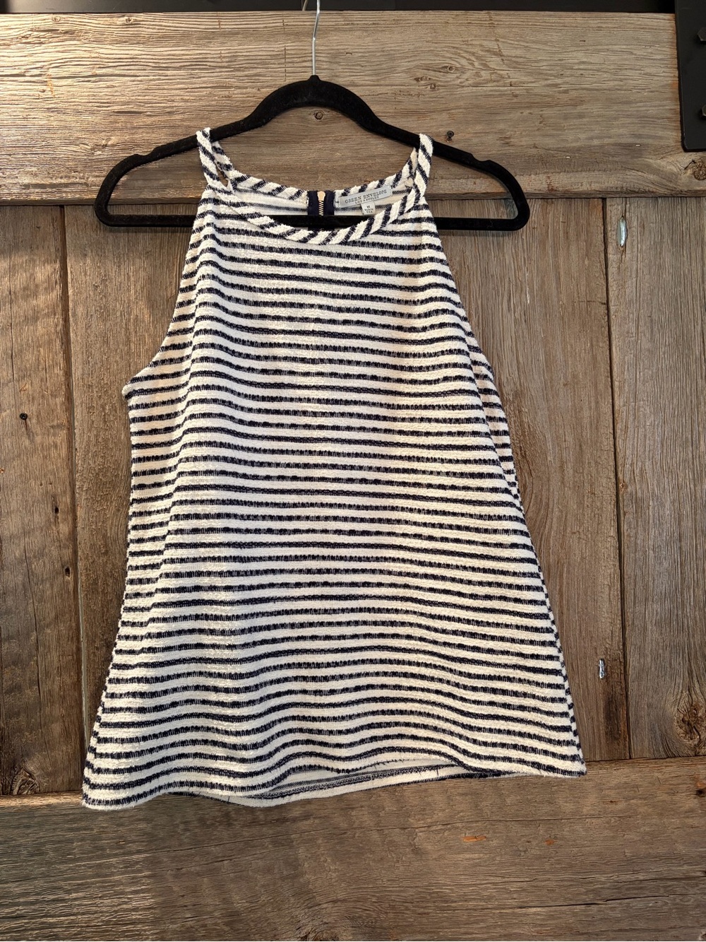 Green Envelope Striped Halter Tank - White & Navy